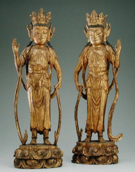 Pair of bodhisattvas, Yuan dynasty from Chinese School