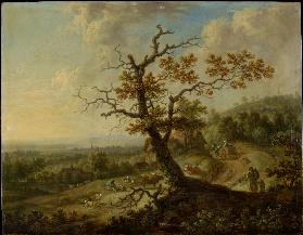 Landscape with Grazing Farm Animals