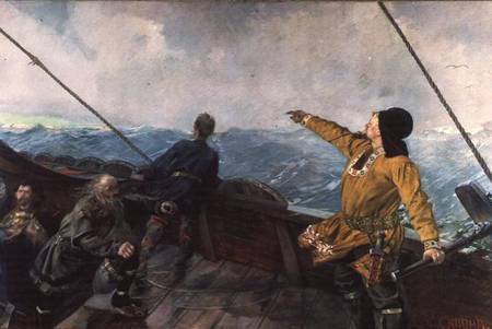 Leif Eriksson (10th century) sights land in America from Christian Krohg