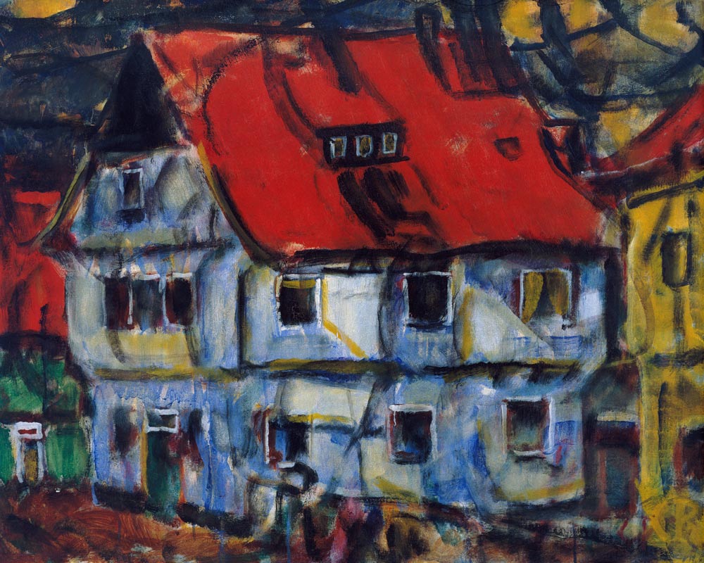 Blue house with a red roof. from Christian Rohlfs