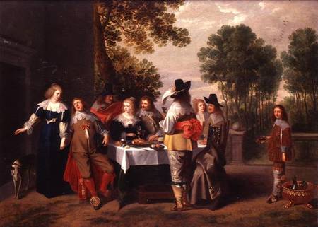 Elegant Company seated at a Table in a Formal Garden from Christoffel Jacobsz van der Lamen