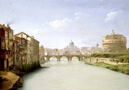View of the Ponte and Castel Sant'Angelo in Rome from Christoffer Wilhelm Eckersberg