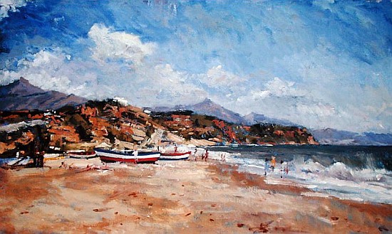 Beach and Mountains, Nerja, 2001(oil on canvas)  from Christopher  Glanville