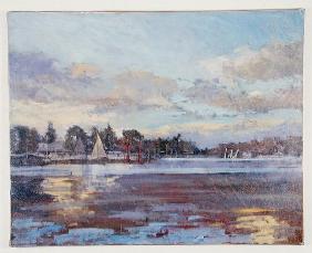The Thames at Teddington (oil on canvas) 