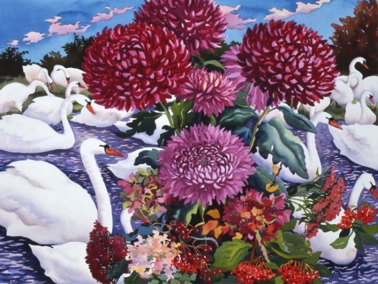Swans and Chrysanthemums from Christopher  Ryland