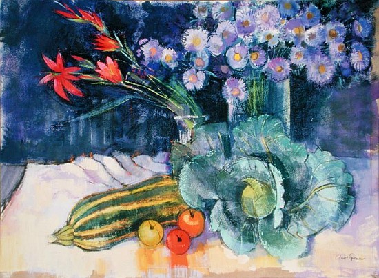 Still Life with Fruit and Flowers (mixed media)  from Claire  Spencer