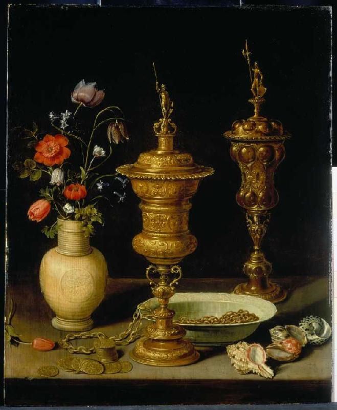 Quiet life with flowers and cups from Clara Peeters