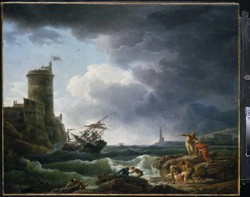 Schiffbruch im Sturm vor einer Festung from Claude Joseph Vernet