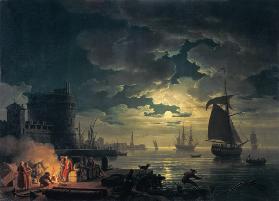 The Port of Palermo in the Moonlight