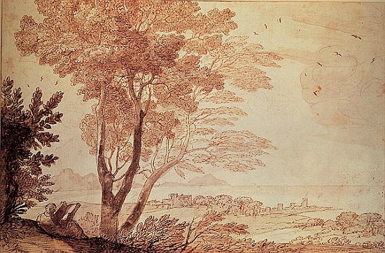 Landscape (pen and ink on paper) from Claude Lorrain