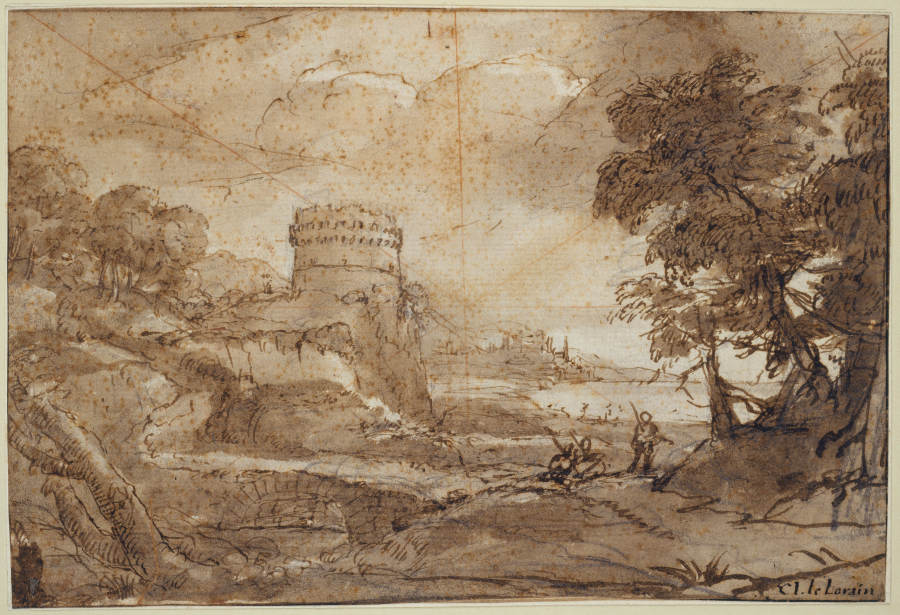 Landscape with a Round Tower and Bay from Claude Lorrain