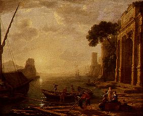Sunrise in a Middle Eastern port from Claude Lorrain
