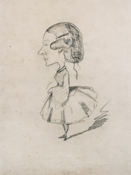 Young girl in profile with a sharp nose, c.1858 (pencil on paper) from Claude Monet