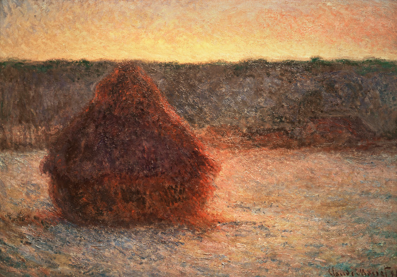 Haystacks at Sunset, Frosty Weather from Claude Monet