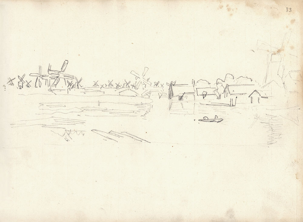 Mills on the Zaan upriver from Zaarndam from Claude Monet