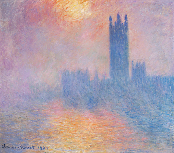 Housed of Parliament, with the sun breaking through the fog from Claude Monet