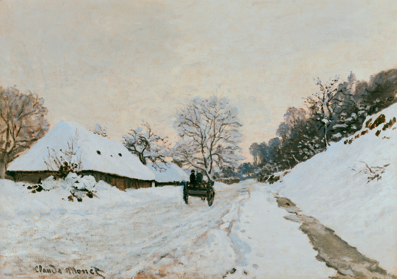 Dare on snow-covered Strasse in Honfleur from Claude Monet