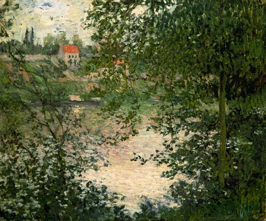 Grandee Jatte look Laly through trees on the Ile de from Claude Monet