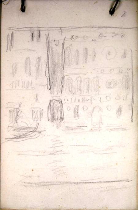 Sketch of Palazzo Dario from Claude Monet