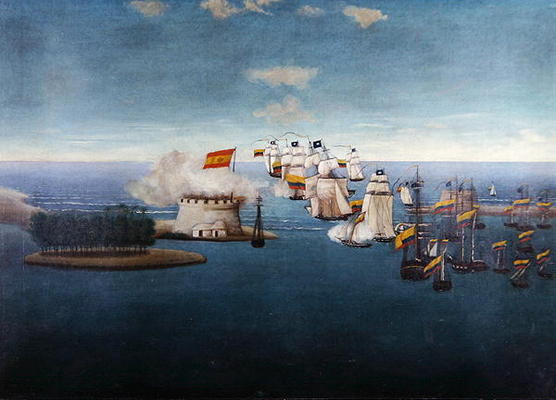 The Battle of Maracaibo on 24th July, 1823 (oil on canvas) from Colombian School