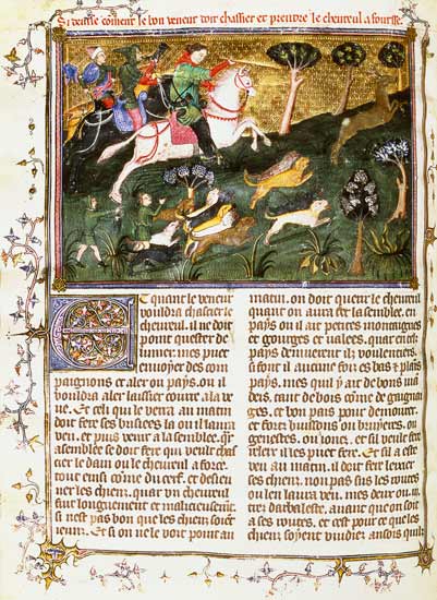 Pursuit of a Roe-buck, original text written from Comte de Foix Phebus le Chasseur Gaston III