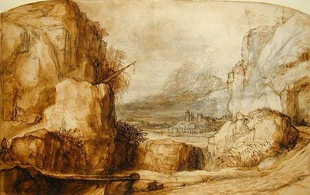 Mountainous Landscape (pen, brown ink, brush and from Constantin Daniel van Renesse