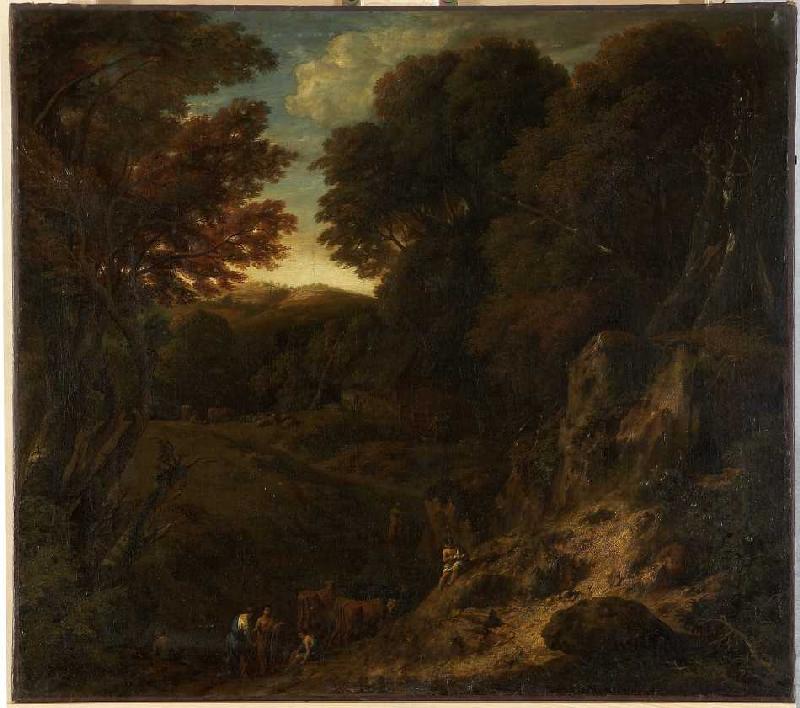 Italienische Waldlandschaft mit Viehtränke. from Cornelis Huysmans