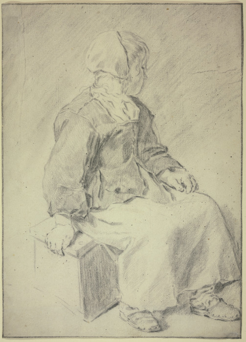Auf einem Schemel sitzendes Mädchen from Cornelis Saftleven