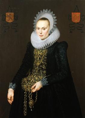 Portrait of Justina van Teylingen, 1616 (see 307901 for pair)