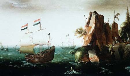A Dutch Merchant Ship off a Rocky Coast from Cornelis Verbeeck