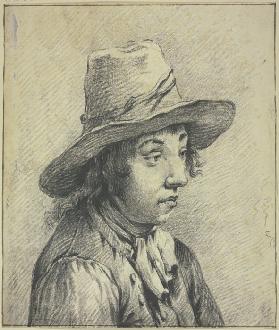 Junger Mann mit Hut, Brustbild nach rechts