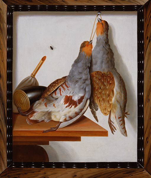 Trompe l'Oeil of Two Partridges Hanging from a Nail from Cornelius Biltius
