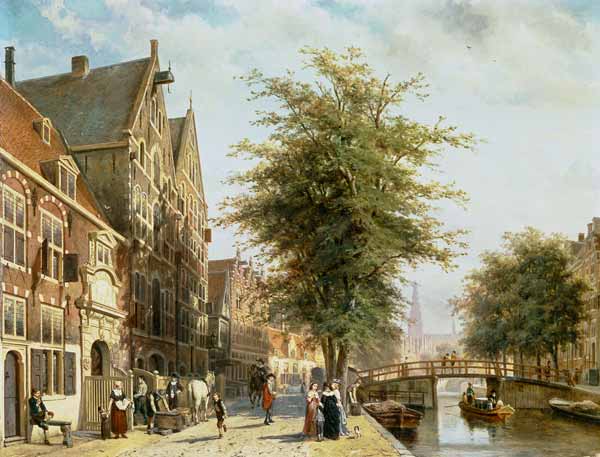 The Oude Zijds Voorburgwal in Amsterdam from Cornelius Springer