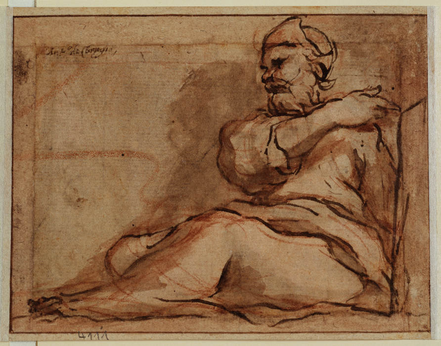 Seated Figure, facing left from Correggio