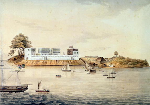 Bance Island, River Sierra Leone, Coast of Africa, Perspective Point at 1, c.1805 (w/c on artists' p from Corry