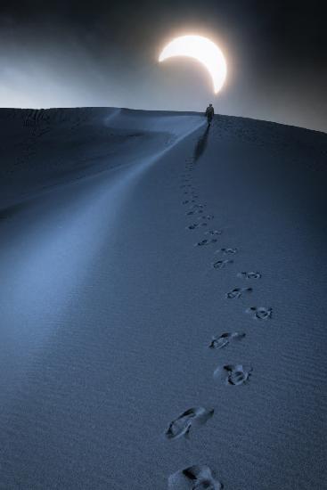Walking under the silver sand moon