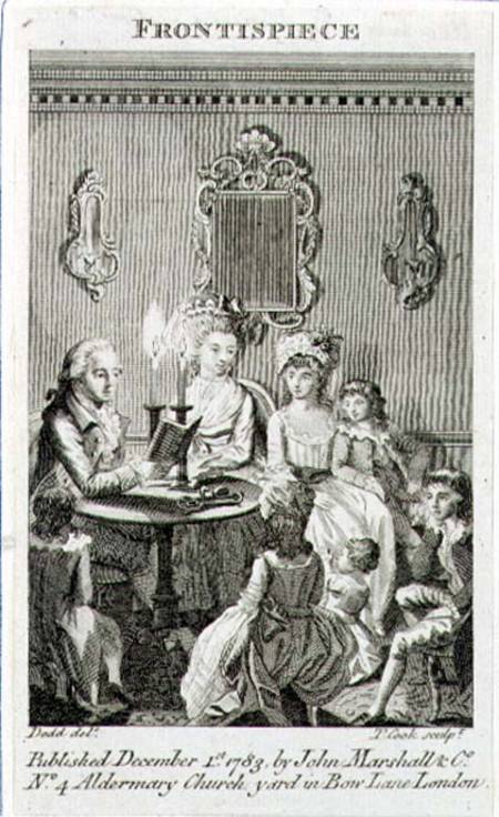A Father Reading to his Family by Candlelight, engraved by Thomas Cook (1744-1818) frontispiece to a from Daniel Dodd