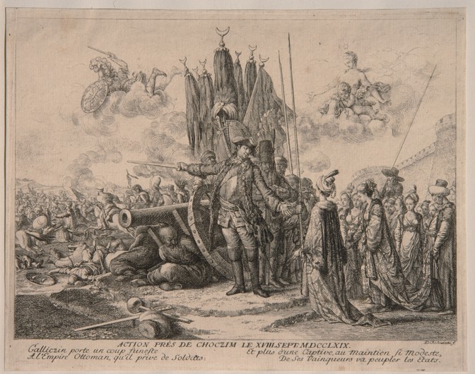 Prince Alexander Mikhaylovich Golitsyn at the Siege of the Khotyn Fortress 1769 from Daniel Nikolaus Chodowiecki