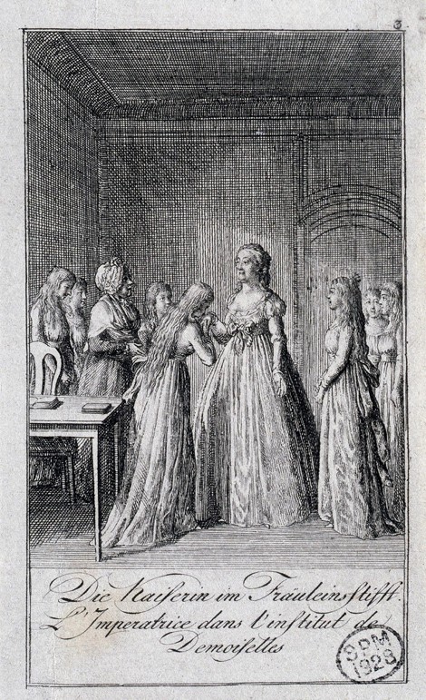 Catherine II visiting the Smolny Institute for Noble Maidens from Daniel Nikolaus Chodowiecki