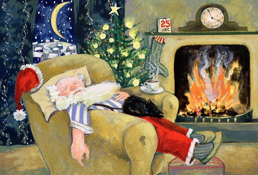 Santa sleeping by the fire, 1995  from David  Cooke