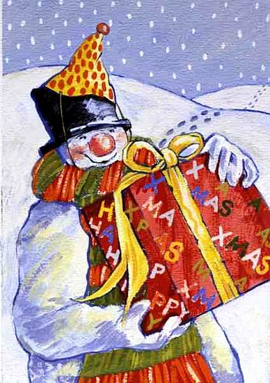 Snowman Delivering Presents, 1999 (gouache on paper)  from David  Cooke