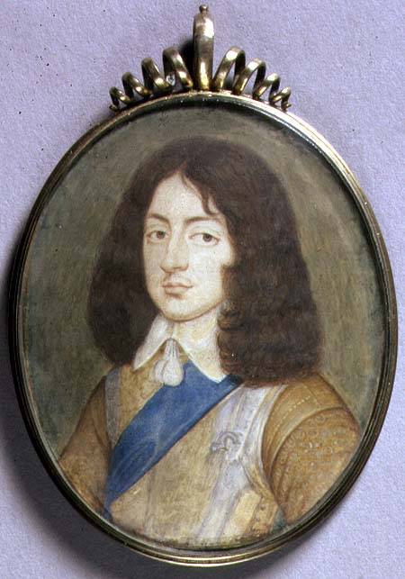 Portrait Miniature of Charles II (1630-85) 1650 (w/c on vellum) from David Des Granges
