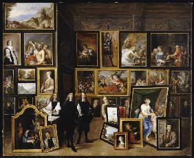 Der Erzherzog Leopold Wilhelm mit dem Künstler und anderen Personen in seiner Galerie.