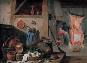 D.Teniers d.J., Küche mit Stilleben