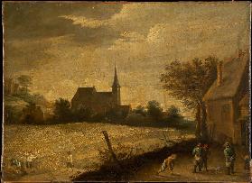 Landscape with Peasants Mowing and Bowling