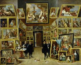 Archduke Leopold Wilhelm (1614-61) in his Picture Gallery, c.1647 (oil on copper)