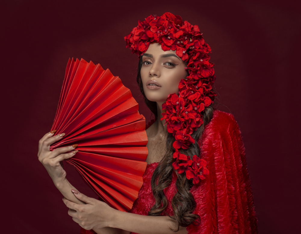 LADY WITH RED FAN from DEBASISH CHATTOPADHYAY