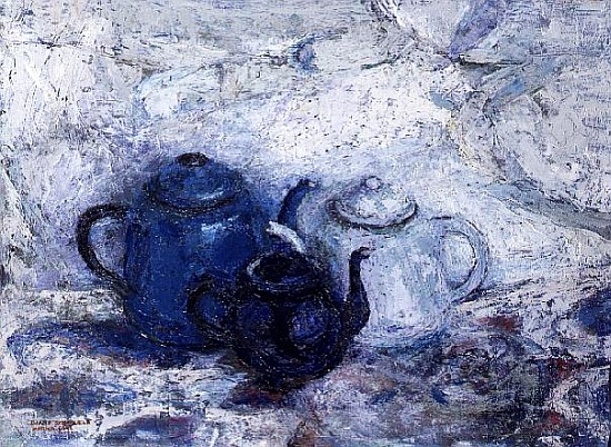 Three Blue Teapots, 1992 (board)  from Diana  Schofield