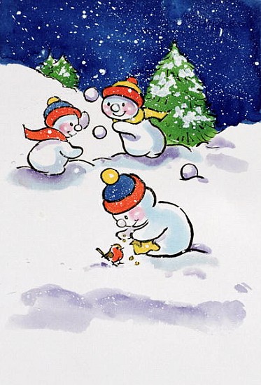 Little Snowmen Snowballing, 1996 (w/c)  from Diane  Matthes