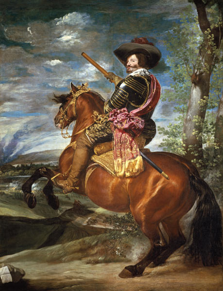 Gaspar de Guzmán, duke of olive-green are to horse from Diego Rodriguez de Silva y Velázquez